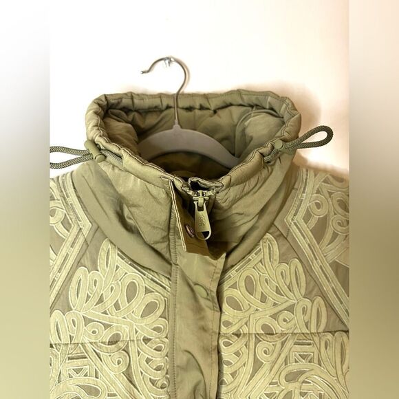 Free People Headed For The Hills Embroidered Puffer Jacket Military Green, S NWT - Picture 6 of 14